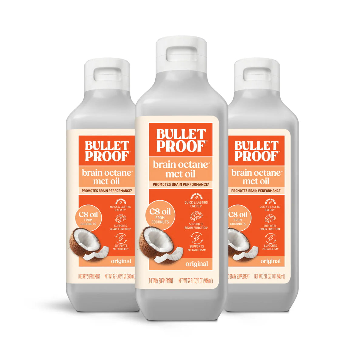 Brain Octane® C8 MCT Oil 3 pack, 32 oz.